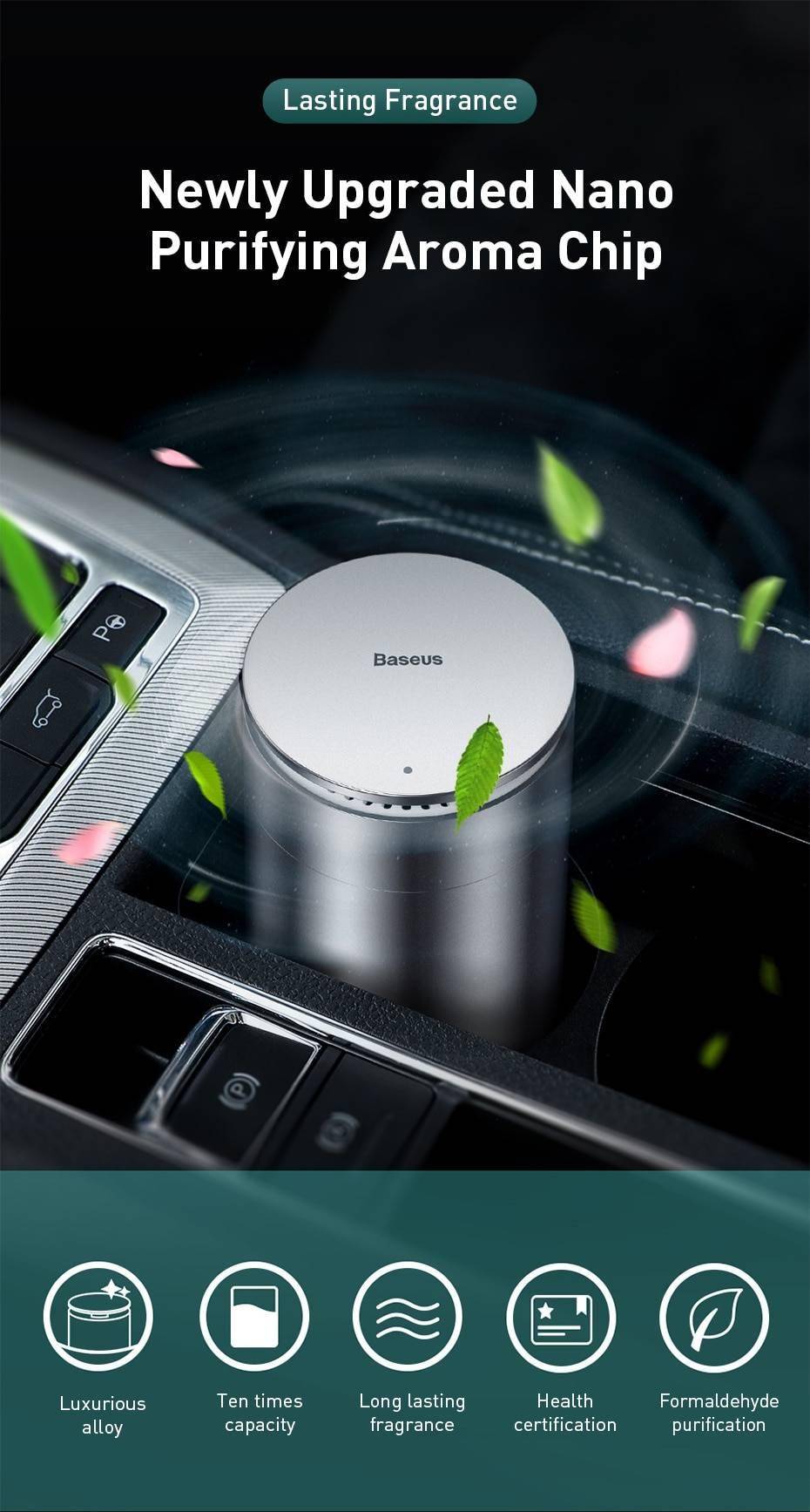 Baseus Car Air Freshener Strong Perfume with Solid Aroma Cup Holder Auto Purifier Air Conditioner Diffuser Remove Formaldehyde