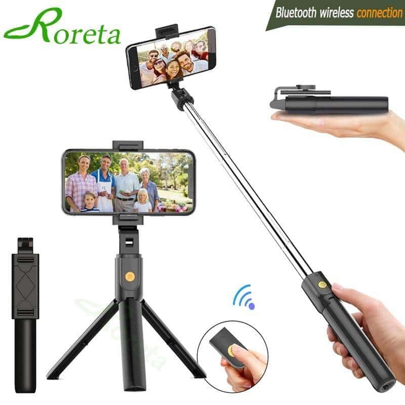 Roreta 3 in 1 Wireless Bluetooth Selfie Stick Foldable Mini Tripod Expandable Monopod with Remote Control for iPhone IOS Android Selfie Sticks Smartphone Accessories iPhone cases, wireless speakers, activity trackers & cool gadgets